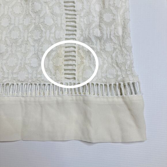 Rebecca Taylor White Silk Eyelet Boho 3/4 Sleeve Blouse Round Neck Flowy Sz 8 - Picture 9 of 9